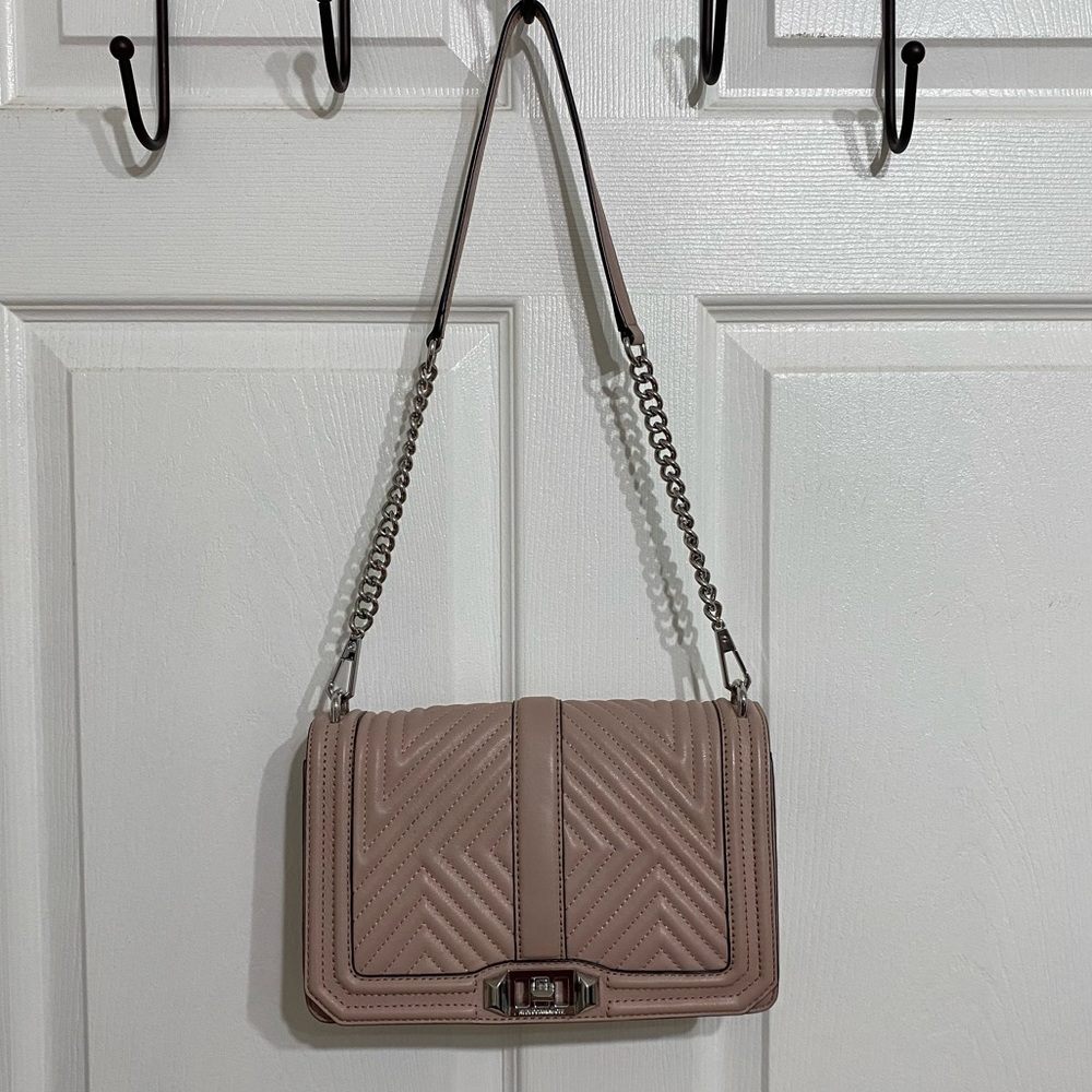 Rebecca Minkoff Geo Quilted Love Shoulder Bag Vintage Pink